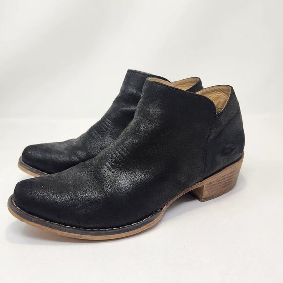 Roper Sofia Black Snip Toe Western Ankle Boots Booties Women Size 7.5 Side Zip - Picture 4 of 9